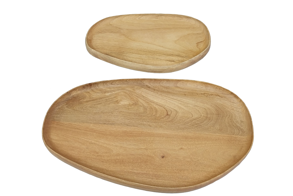 Tablett-Set AMAZONAS 2-tlg. Mangoholz natur cremefarbenes Finish