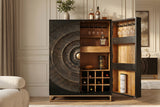 Barschrank GOLDEN SUNSET 140cm 3D Mangoholz schwarz