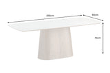 Dining table UNIQUE 200cm frame dark walnut wood veneered ceramic white marble top