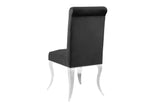 Stuhl MODERN BAROCK, Samt schwarz, Beine aus silberfarbenem Edelstahl