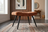 Hocker SCANDINAVIA m. schwarzen Metallbeinen Chenille-Stoff rostbraun