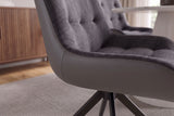 Chair DIVANI retro style artificial leather microfibre dark grey black