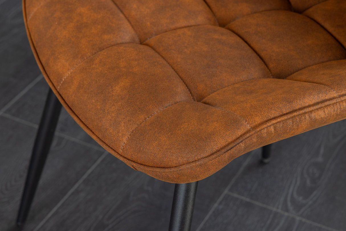 Stuhl ROADSTAR Microfaser cognac mit schwarzen Metallbeinen