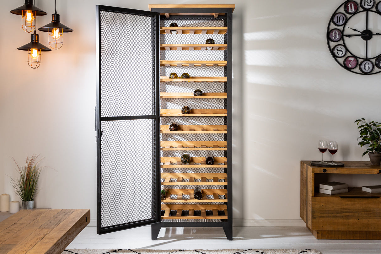 Weinschrank BODEGA 185cm für 72 Flaschen Kiefernholz grau