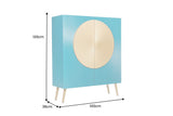 Highboard AURUM 120cm textured front gold circle accent mango wood turquoise gold metal feet