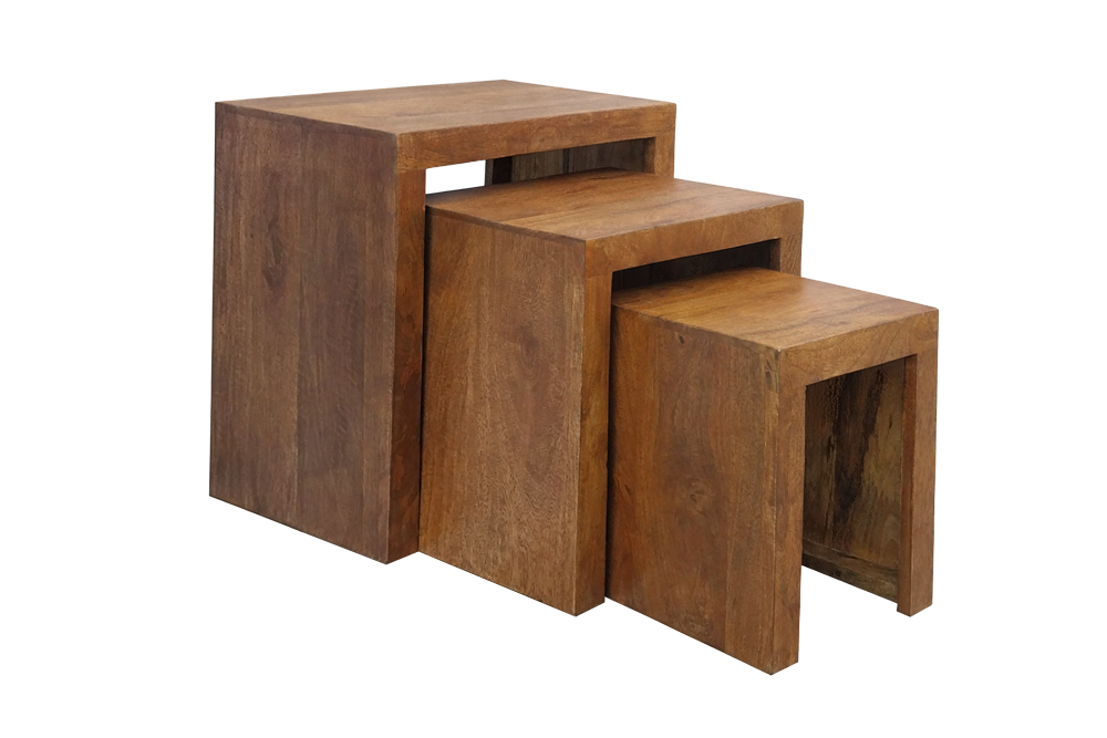Beistelltisch MAKASSAR 25-45 cm 3er-Set Mangoholz honigfarben lasiert