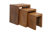 Beistelltisch MAKASSAR 25-45 cm 3er-Set Mangoholz honigfarben lasiert