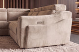 Corner sofa PRIME multifunctional electrically adjustable w/ storage space vogue velvet beige