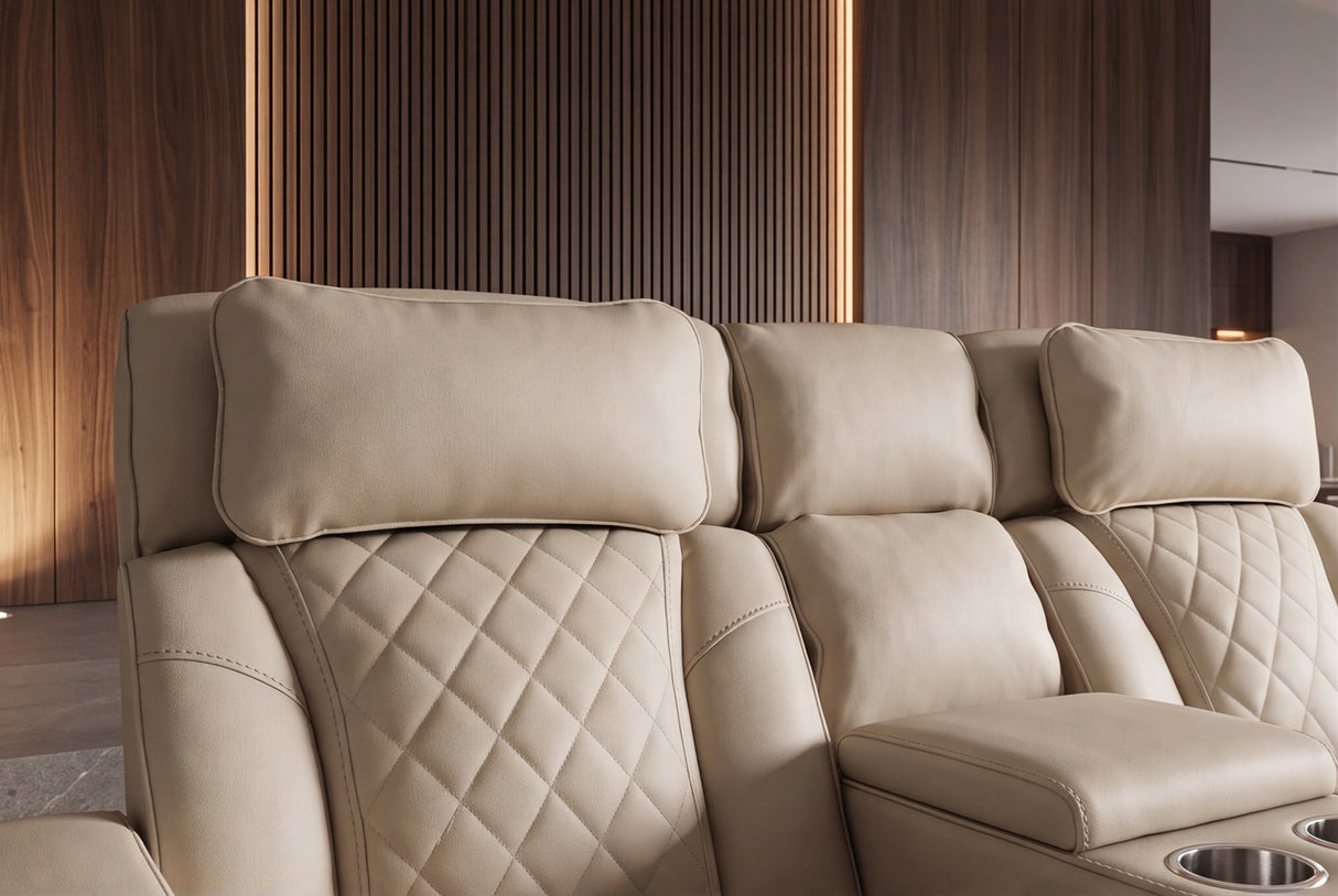 Kinosessel HOLLYWOOD 2-Sitzer elektrisch verstellbar Kunstleder beige