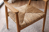 Chair KENNEDY wicker seat w/ armrests teak wood natural