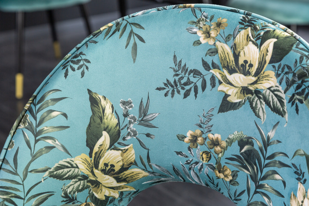 Chair PRÊT-À-PORTER BOUTIQUE velvet turquoise w/ golden foot caps