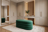 Bench chest VOGUE 85cm oval upholstered w/ storage space velvet green