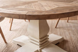 Esstisch HAMPTONS 120cm rund recyceltes Kiefernholz hellbraun cremefarben