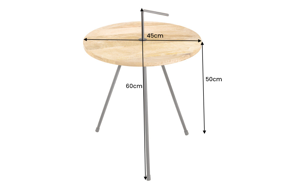 Masă laterală SIMPLY CLEVER 60cm din lemn natural de mango cu mâner negru [8]