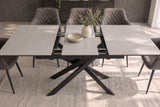Esstisch ALPINE 160-200cm ausziehbar Keramik Beton taupe mit schwarzem Sternfuß