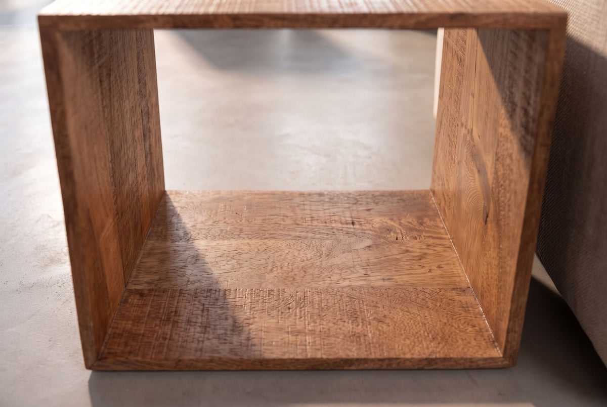 Side table MAKASSAR 45cm w/ open storage compartment mango wood natural