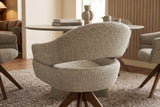 Swivel chair ORGANIKO 180° auto-return w/ armrests textured fabric taupe beige brown