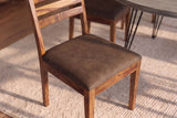 Chair MAKASSAR 90cm microfibre brown and sheesham wood brown stone finish