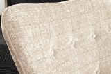 Sessel SCANDINAVIA m. Armlehnen u. schwarzen Metallbeinen Chenille-Stoff Champagner