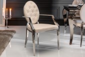Stuhl Modern Barock beige Samt Armlehne/ 40797 